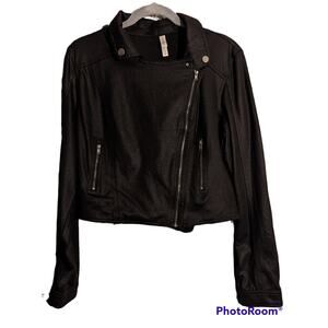 Xhilaration Cropped Lightweight Polyester Blend Moto Biker Punk Rocker Jacket L